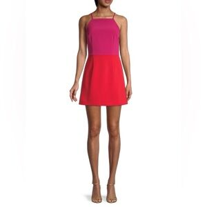 French Connection Colorblock Mini Dress Pink and Red A-Line